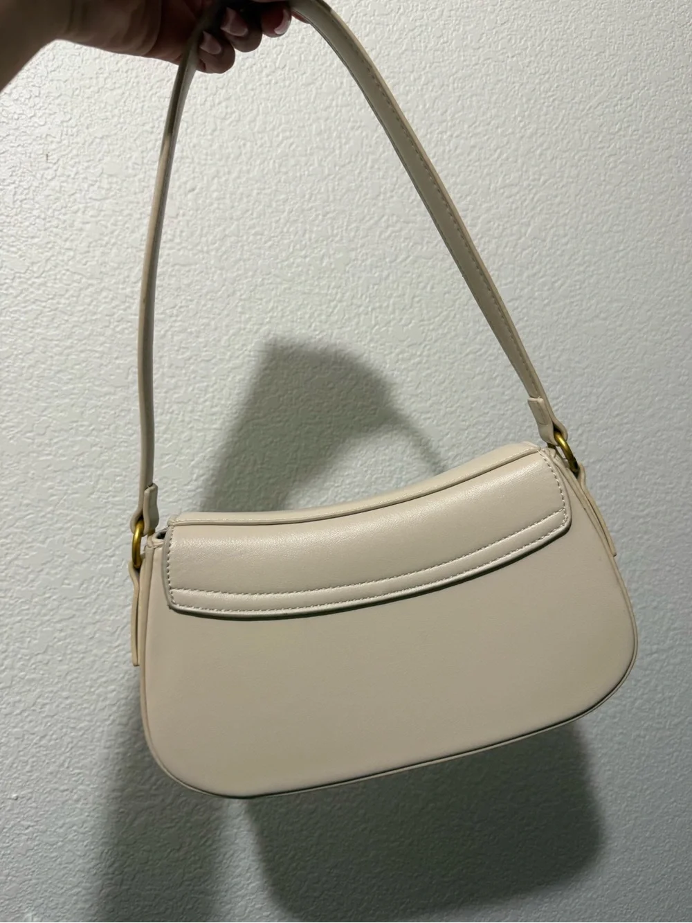 Cream Shoulder Bag with Gold Accent